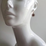 Small Matte Black Earrings, little black earrings, black sun earring, sunshine earring, black gear earring, black industrial earring, spikes - Constant Baubling