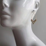 Gold Arrow Earrings, chevron earring, gold chevron, arrow dangle, chevron dangle earring, brass spear earring, 2" earring gold spear earring - Constant Baubling