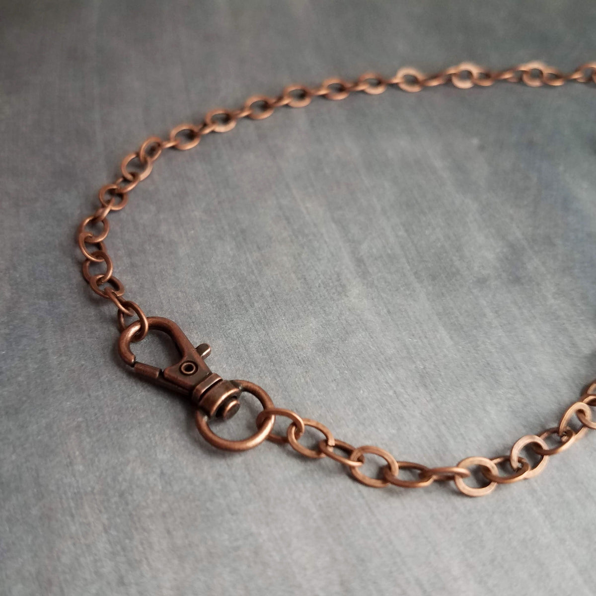 Large Copper Chain Necklace, big clasp necklace, front clasp chain