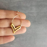 Gold Arrow Earrings, chevron earring, gold chevron, arrow dangle, chevron dangle earring, brass spear earring, 2" earring gold spear earring - Constant Baubling