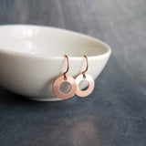 Copper Washer Earrings, donut earring, copper circle earring, small round copper earring, rose gold circle earring simple copper flat copper - Constant Baubling