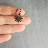 Small Matte Black Earrings, little black earrings, black sun earring, sunshine earring, black gear earring, black industrial earring, spikes - Constant Baubling