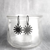 Small Matte Black Earrings, little black earrings, black sun earring, sunshine earring, black gear earring, black industrial earring, spikes - Constant Baubling