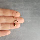 Bronze Drop Earrings, small drop earring, brass teardrop earring, simple teardrop earring, little brass drop earring, latching kidney hook - Constant Baubling