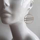 Large Rose Gold Circle Earrings, 2.25 inch hoop earring, big open circle, double lines circle, large lightweight earring, big round earring - Constant Baubling