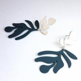 Burnt Orange Earrings, matte orange leaf earring, tropical leaf earring, monstera leaf, tropical earring, beach earring, large lightweight - Constant Baubling