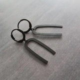Matte Black Arch Earrings, U shape earring, black earring, lever back earring, black huggie hoop, black rainbow dangle, simple black earring - Constant Baubling