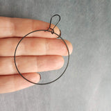 Matte Black Circle Earrings, matte black earring, matte black hoop, thin black hoop, large black circle, skinny black hoop, round matt black - Constant Baubling