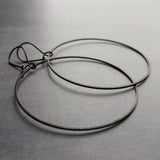 Matte Black Circle Earrings, matte black earring, matte black hoop, thin black hoop, large black circle, skinny black hoop, round matt black - Constant Baubling