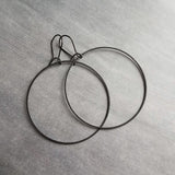 Matte Black Circle Earrings, matte black earring, matte black hoop, thin black hoop, large black circle, skinny black hoop, round matt black - Constant Baubling