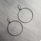 Matte Black Circle Earrings, matte black earring, matte black hoop, thin black hoop, large black circle, skinny black hoop, round matt black - Constant Baubling