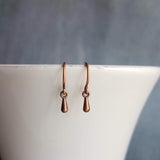 Copper Teardrop Earrings, copper drop earring, tiny copper earring, antique copper earring, small copper drop earring, copper dangle earing - Constant Baubling