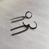 Matte Black Arch Earrings, U shape earring, black earring, lever back earring, black huggie hoop, black rainbow dangle, simple black earring - Constant Baubling