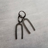 Matte Black Arch Earrings, U shape earring, black earring, lever back earring, black huggie hoop, black rainbow dangle, simple black earring - Constant Baubling