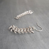 Long Flexible Earrings, silver dangle earring, modern silver earring, chevron earring, fish bone earring, spine vertebrae, feather earring - Constant Baubling