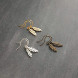 Tiny Gold Feather Earrings, small feather earring, tiny feather earring, gold feather charm, little feather dangle, simple gold feather - Constant Baubling