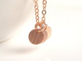 Rose Gold Disc Necklace, rose gold coin necklace, sequin necklace 3 rose gold charms tiny rose gold circles small round disks flat rose gold - Constant Baubling