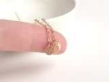 Rose Gold Disc Necklace, rose gold coin necklace, sequin necklace 3 rose gold charms tiny rose gold circles small round disks flat rose gold - Constant Baubling