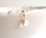 Tiny Rose Gold Disk Earrings, small rose gold dangles, rose gold circle simple round rose gold earring rose gold minimalist rose gold coin - Constant Baubling