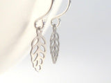 Small Leaf Earring - very tiny filigree outline style cut out design - simple minimalist little silver ear hooks - autumn tree fall jewelry - Constant Baubling