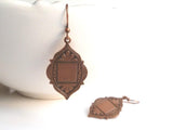 Copper Medallion Earrings, rustic copper earring, Moroccan earring, antique copper earring, medallion earring, boho earring, damask earring - Constant Baubling