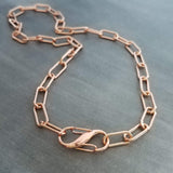 Chunky Rose Gold Necklace, S clasp carabiner clasp, big front clasp, thick rose gold chain, rose gold paperclip oval link chain, add a charm