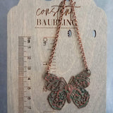 Collar de trébol de cobre, colgante de trébol pequeño, cadena de cobre antigua, collar de trébol de 4 hojas, collar de cobre rústico, cobre oxidado, suerte