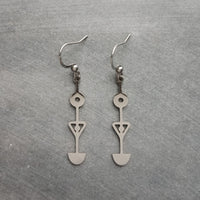 Hypoallergenic Silver Long Dangle Earrings, stainless steel tribal earring, silver tribal earring, Egyptian earring, hypoallergenic jewelry, silver stick dangle, long thin dangle earrings