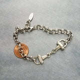 Silver Snaffle Bit Horse Bracelet, chunky antique silver chain, equestrian bracelet, silver horse bracelet, snaffle bracelet, D ring, thick
