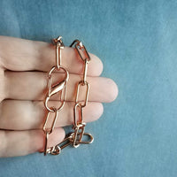Chunky Rose Gold Necklace, S clasp carabiner clasp, big front clasp, thick rose gold chain, rose gold paperclip oval link chain, add a charm