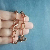 Chunky Rose Gold Necklace, S clasp carabiner clasp, big front clasp, thick rose gold chain, rose gold paperclip oval link chain, add a charm