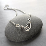 Antique Silver Necklace, stainless steel chain, decorative front clasp necklace, hook clasp, round link chain, simple antique silver necklace
