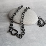 Chunky Black Chain, front clasp necklace, large link chain, horseshoe clasp necklace, screw clasp chain, big round link chain, shiny black, all black necklace, black front clasp chain, black chunky chain