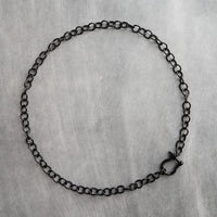 Chunky Black Chain, front clasp necklace, large link chain, horseshoe clasp necklace, screw clasp chain, big round link chain, shiny black, all black necklace, black front clasp chain, black chunky chain