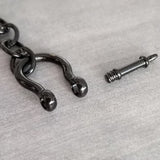 Chunky Black Chain, front clasp necklace, large link chain, horseshoe clasp necklace, screw clasp chain, big round link chain, shiny black, all black necklace, black front clasp chain, black chunky chain