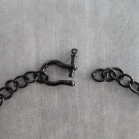 Chunky Black Chain, front clasp necklace, large link chain, horseshoe clasp necklace, screw clasp chain, big round link chain, shiny black, all black necklace, black front clasp chain, black chunky chain