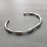 Silver Cuff Bracelet, bamboo cuff, silver bangle, bamboo bracelet, vine bracelet, silver bamboo cuff, stacking bracelet, simple plain bangle, thin