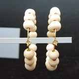 Wood Bead Thin Hoop Earrings, large gold hoop, summer earrings, beaded hoops, wooden bead earring, natural wood beads, large hoops, bold silver