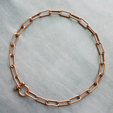 Paperclip Chain Necklace, antique copper finish, big clasp necklace, front clasp chain, chunky copper chain, screw shackle / horseshoe clasp, large oval link chain