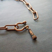 Paperclip Chain Necklace, antique copper finish, big clasp necklace, front clasp chain, chunky copper chain, screw shackle / horseshoe clasp, large oval link chain