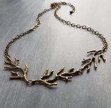 Bare Branches Necklace, bronze necklace, antique brass necklace, antique bronze necklace, rustic necklace, spindly branches, tree necklace, bare tree, winter tree necklace