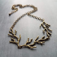 Bare Branches Necklace, bronze necklace, antique brass necklace, antique bronze necklace, rustic necklace, spindly branches, tree necklace, bare tree, winter tree necklace