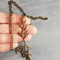 Bare Branches Necklace, bronze necklace, antique brass necklace, antique bronze necklace, rustic necklace, spindly branches, tree necklace, bare tree, winter tree necklace