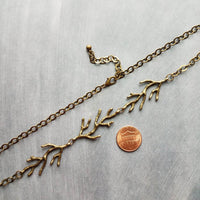 Bare Branches Necklace, bronze necklace, antique brass necklace, antique bronze necklace, rustic necklace, spindly branches, tree necklace, bare tree, winter tree necklace