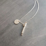 Flute Necklace, silver necklace, initial necklace, personalized necklace, flute charm necklace, piccolo pendant, flautist necklace orchestra