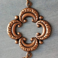 Collar de trébol de cobre, colgante de 4 lóbulos, collar de cobre antiguo, collar de trébol de cobre envejecido, colgante de trébol de cobre, collar de trébol grande