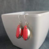 Coral Pink Teardrop Earrings, facet cut teardrop, bubblegum pink acrylic stone, acrylic gemstone earring, silver pink earring, coral pink earring, large faceted teardrop earrings