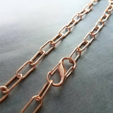 Chunky Rose Gold Necklace, S clasp carabiner clasp, big front clasp, thick rose gold chain, rose gold paperclip oval link chain, add a charm