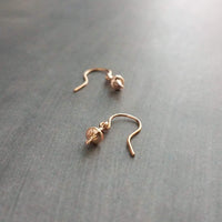 Small Rose Gold Earrings, tiny little dangle, simple earring, ball tip hooks, delicate petite minimalist jewelry, dainty rose gold earring