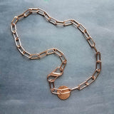 Chunky Rose Gold Necklace, S clasp carabiner clasp, big front clasp, thick rose gold chain, rose gold paperclip oval link chain, add a charm